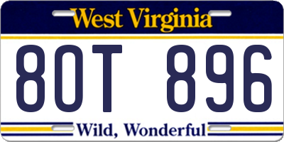 WV license plate 8OT896