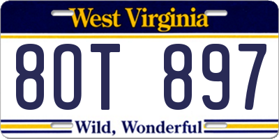 WV license plate 8OT897