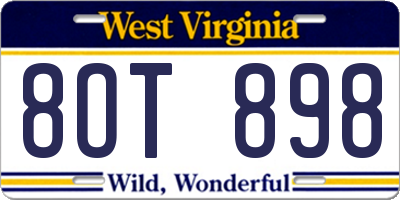 WV license plate 8OT898
