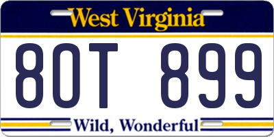 WV license plate 8OT899