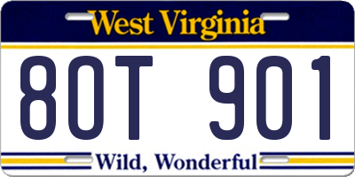 WV license plate 8OT901