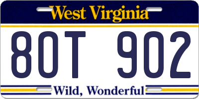 WV license plate 8OT902