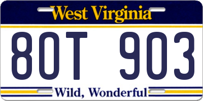 WV license plate 8OT903