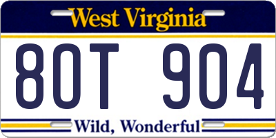 WV license plate 8OT904
