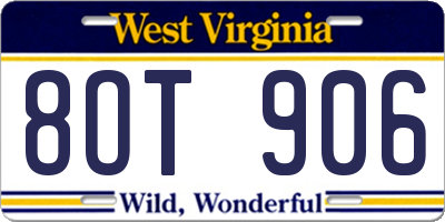 WV license plate 8OT906