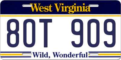 WV license plate 8OT909