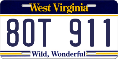 WV license plate 8OT911