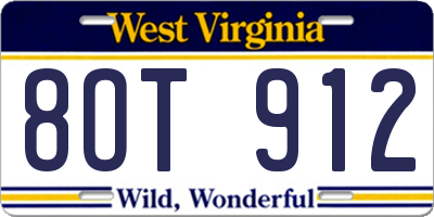 WV license plate 8OT912