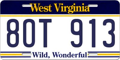WV license plate 8OT913
