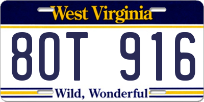 WV license plate 8OT916