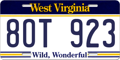 WV license plate 8OT923