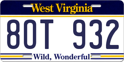 WV license plate 8OT932