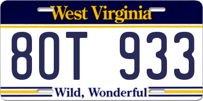 WV license plate 8OT933