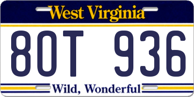 WV license plate 8OT936
