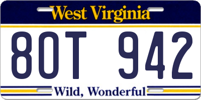 WV license plate 8OT942