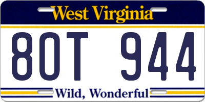 WV license plate 8OT944