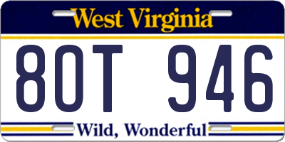 WV license plate 8OT946