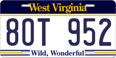 WV license plate 8OT952