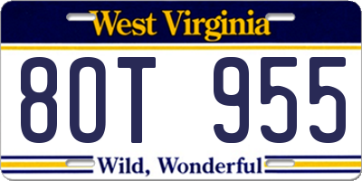 WV license plate 8OT955
