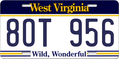 WV license plate 8OT956