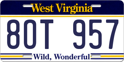 WV license plate 8OT957