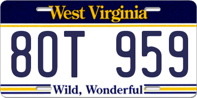 WV license plate 8OT959