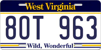 WV license plate 8OT963