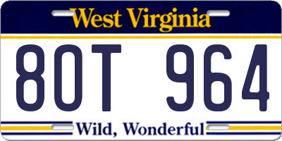 WV license plate 8OT964