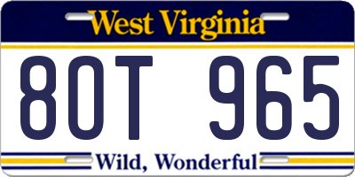 WV license plate 8OT965