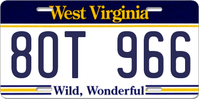 WV license plate 8OT966