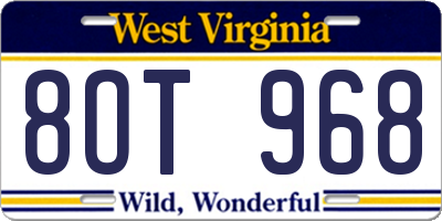 WV license plate 8OT968