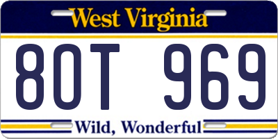 WV license plate 8OT969