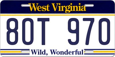 WV license plate 8OT970