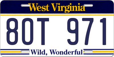 WV license plate 8OT971