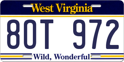WV license plate 8OT972