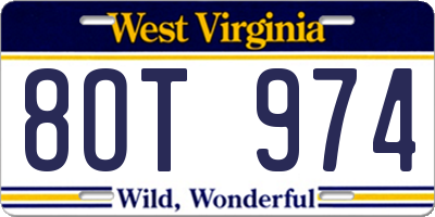 WV license plate 8OT974