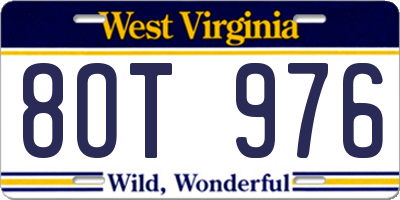 WV license plate 8OT976