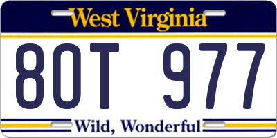 WV license plate 8OT977