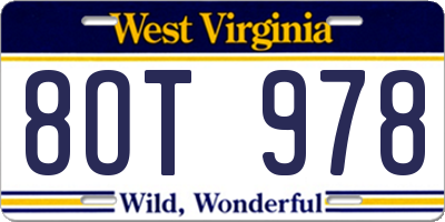 WV license plate 8OT978