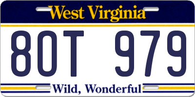 WV license plate 8OT979