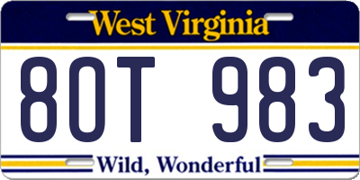 WV license plate 8OT983