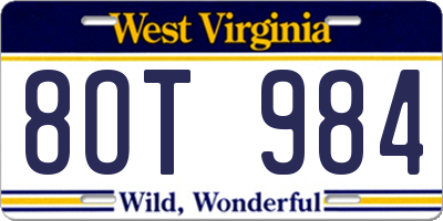 WV license plate 8OT984