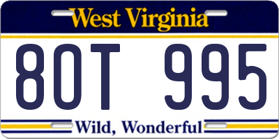 WV license plate 8OT995