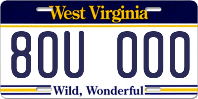 WV license plate 8OU000
