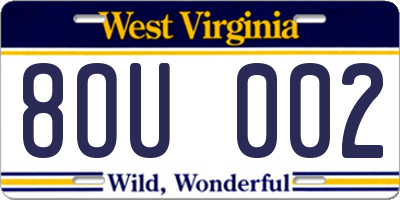 WV license plate 8OU002
