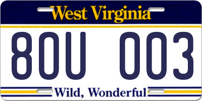 WV license plate 8OU003