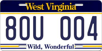 WV license plate 8OU004