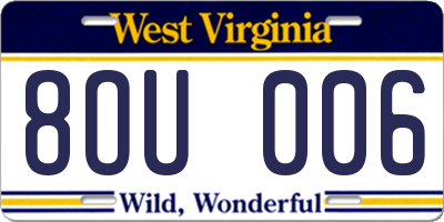 WV license plate 8OU006