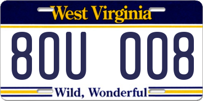 WV license plate 8OU008