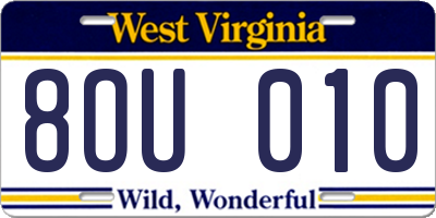 WV license plate 8OU010
